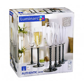 Набор фужеров для шампанского 6 шт Luminarc Отантик Блэк 0,17 л H5659  